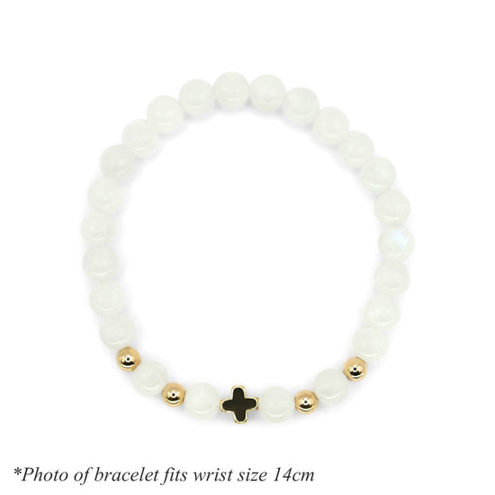 White Moonstone & 14k Gold Grace Beaded Bracelet