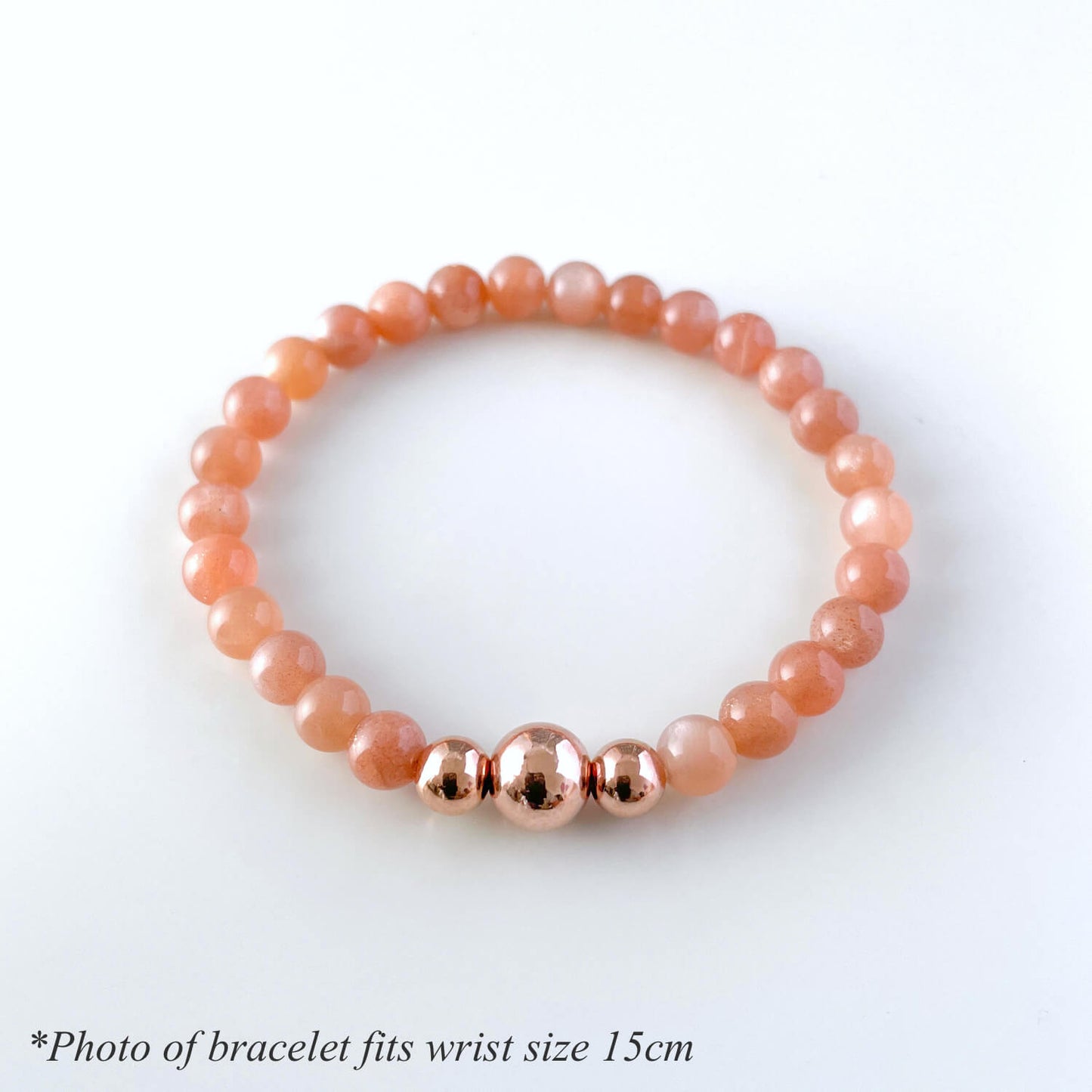 Peach Moonstone & 14k Rose Gold Trinity Beaded Bracelet