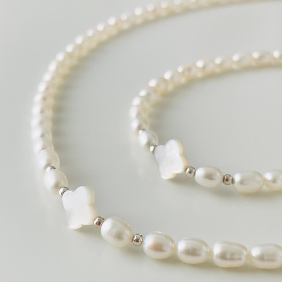 Freshwater Pearls & 925 Sterling Silver Clovia Toggle Bracelet