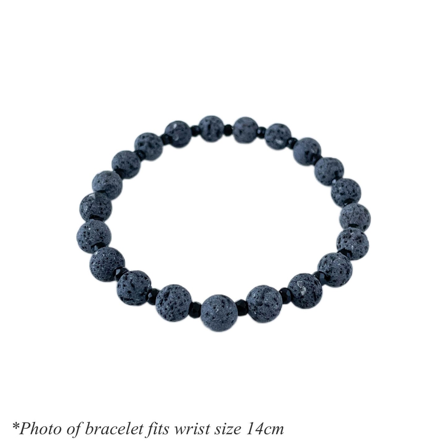 Charcoal Black Lava Stone & Faceted Fire Beads Cerny Beaded Bracelet