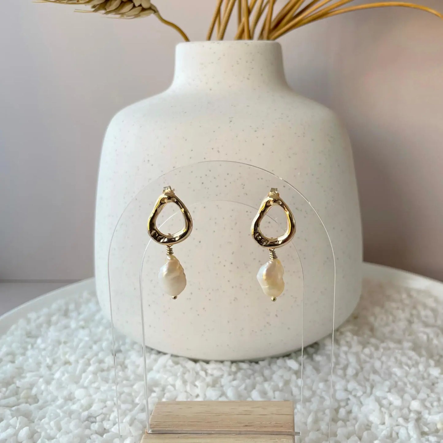 Keshi Freshwater Pearls & 14K Gold Kiera Twist Drop Earrings