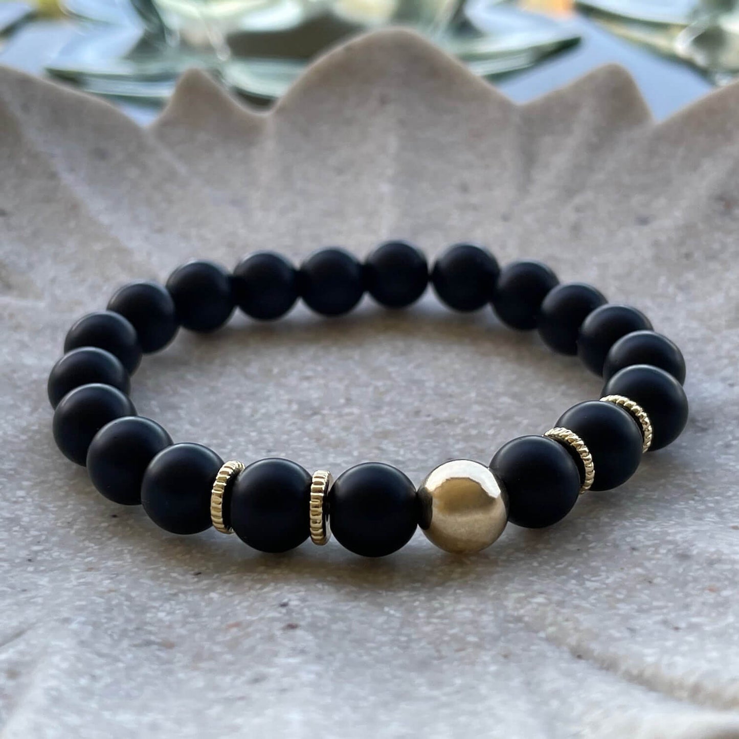 Black Onyx & 14k Gold Neutra Beaded Bracelet