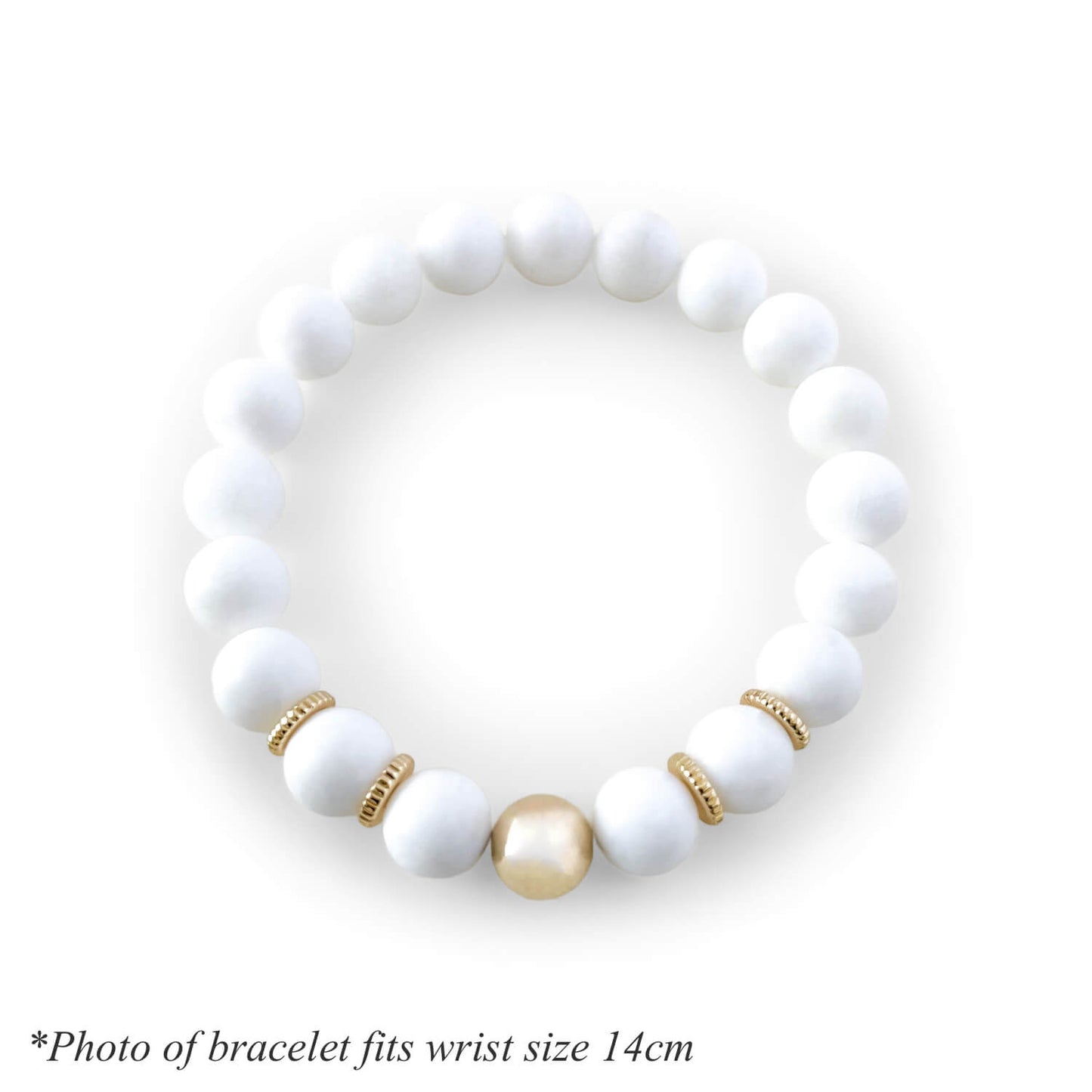 White Jade & 14k Gold Neutra Beaded Bracelet