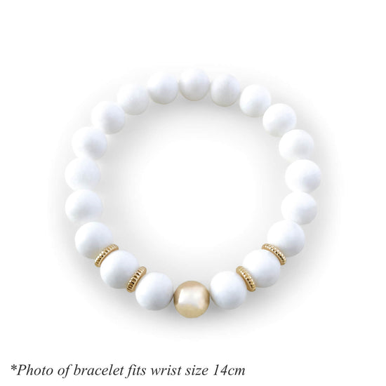 White Jade & 14k Gold Neutra Beaded Bracelet