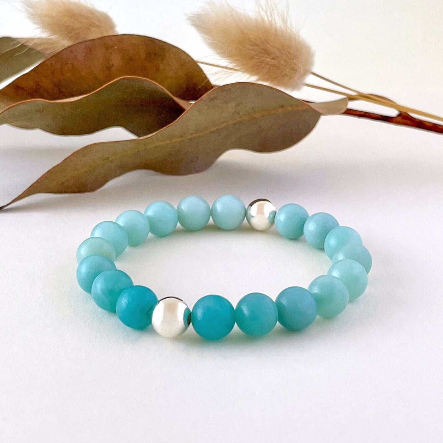 Load image into Gallery viewer, Amazonite &amp;amp; 925 Sterling Silver Skia Beaded Bracelet
