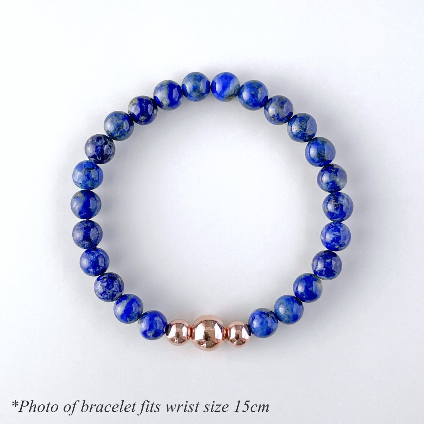 Load image into Gallery viewer, Lapis Lazuli &amp;amp; 14k Rose Gold Trinity Beaded Bracelet
